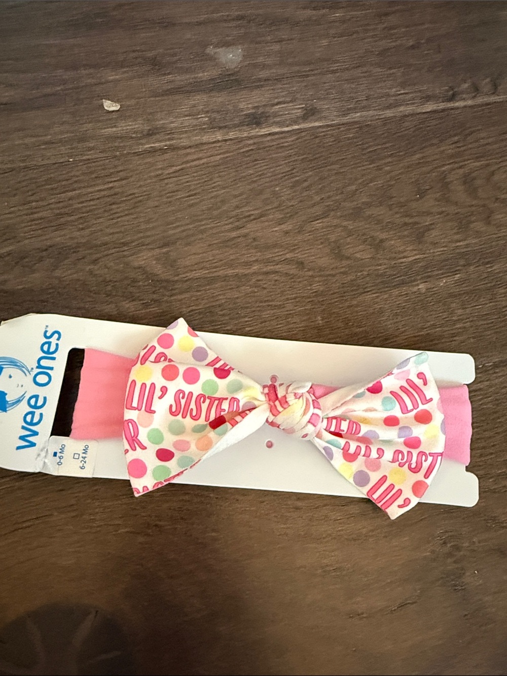 Wee Ones Pink Polka Dot "Lil' Sister" Bow Headband